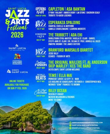 The Saint Lucia Jazz & Arts Festival 2026 Artist line up and dates